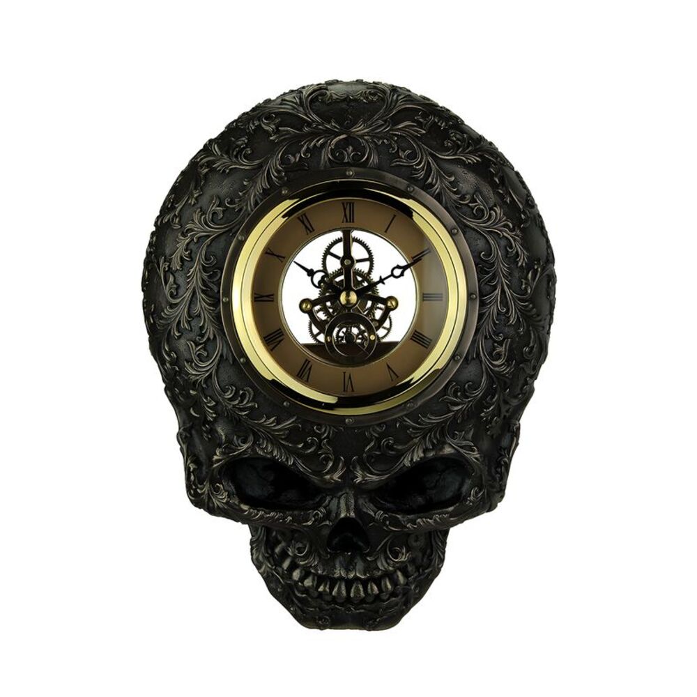 Flat Smiling Decorated Skull Transparent Face Wall Clock